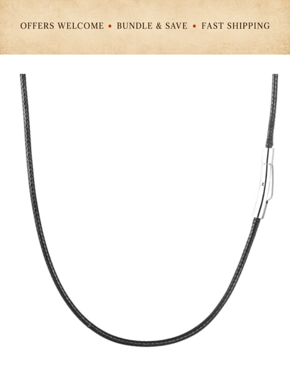 Faux Leather Cord Necklace 2mm 3mm Stainless Steel Snap Clasp Unisex DIY